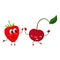 Cute, funny comic style garden strawberry and cherry characters