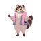 Cute funny cool raccoon in sunglasses. Comic fashion sassy animal character in star sunglasses. Cheeky funky mammal