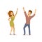 Cute funny couple disco dancing , clubbing isolated