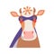Cute funny cow superhero in costume cartoon character illustration.
