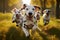 Cute and funny Dalmatian dogs group playing on green grass