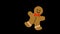 Cute funny dancing gingerbread man on transparent background. Christmas character on Alpha channel. Traditional Xmas