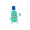 Cute and funny dental mouthwash, mouth rinse character holding glass