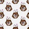 Cute funny dizzy face otter seamless pattern brown color, beaver headache cartoon style vector for your print