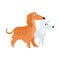Cute, funny dog characters - long haired Afghan hound and white poodle