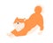 Cute funny dog of Shiba Inu breed stretching its body. Happy joyful adorable puppy. Colored flat vector illustration of