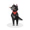 Cute funny dog standing. Puppy character with black fur