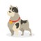 Cute funny dog standing. Puppy character with grey fur