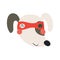Cute funny dog superhero face in mask cartoon character illustration.