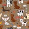 Cute funny dogs seamless pattern vector illustration