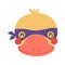 Cute funny duck superhero face in mask cartoon character illustration.