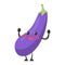 Cute funny eggplant with face. Vegetable character, happy smile