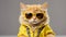 cute funny fluffy cat in clothes, sunglasses and headphones color