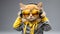 cute funny fluffy cat in clothes, sunglasses and headphones color style