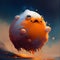 Cute and Funny Fluffy-Goofy Blob Character With Eyes and Mouth AI Generative