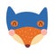 Cute funny fox superhero face in mask cartoon character illustration.