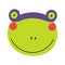 Cute funny frog superhero face in mask cartoon character illustration.