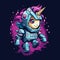 Cute and Funny Gaming Logo: Mecha Marauder vs Pixelated Unicorn Dance-Off