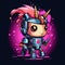 Cute and Funny Gaming Logo: Mecha Marauder vs Pixelated Unicorn Dance-Off