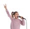 Cute funny girl with microphone