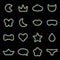 Cute funny girlish neon icons set