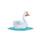 Cute funny goose. Cartoon flat style comic style. Happy domestic farm bird swimming on water. Vector illustration