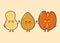 Cute, funny happy almonds, peanuts and pecan. Vector hand drawn cartoon kawaii characters, illustration icon. Funny