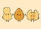 Cute, funny happy almonds, peanuts and Walnut. Vector hand drawn cartoon kawaii characters, illustration icon. Funny