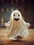 Cute funny happy fantasy smiling animated ghosts. disembodied and otherworldly beings, fear, world of living and dead