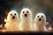 Cute funny happy fantasy smiling animated ghosts. disembodied and otherworldly beings, fear, world of living and dead