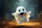 Cute funny happy fantasy smiling animated ghosts. disembodied and otherworldly beings, fear, world of living and dead