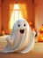 Cute funny happy fantasy smiling animated ghosts. disembodied and otherworldly beings, fear, world of living and dead