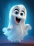 Cute funny happy fantasy smiling animated ghosts. disembodied and otherworldly beings, fear, world of living and dead