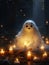 Cute funny happy fantasy smiling animated ghosts. disembodied and otherworldly beings, fear, world of living and dead