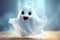 Cute funny happy fantasy smiling animated ghosts. disembodied and otherworldly beings, fear, world of living and dead