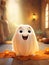 Cute funny happy fantasy smiling animated ghosts. disembodied and otherworldly beings, fear, world of living and dead