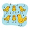 Cute funny happy yellow chickens  singing song