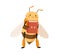 Cute funny honey bee holding school ABC-book. Happy adorable honeybee studying with dictionary. Smart insect character