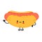 Cute funny hotdog waving hand character. Vector hand drawn cartoon kawaii character illustration icon. Isolated on white