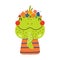 Cute funny iguana in floral wreath, t-shirt.