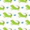 Cute funny iguana on a white background. Vector seamless pattern in cartoon flat style. Decor for children's posters