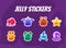 Cute Funny Jelly Monsters Stickers Collection, Funny Colorful Emoticons Cartoon Characters Vector Illustration