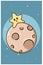 Cute and funny little star on moon animal cartoon illustration