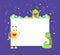 Cute Funny Monsters with Blank Banners Set, Friendly Aliens Characters Showing Empty Sign Boards Vector Illustration