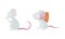 Cute funny mouse characters set. Lovely little mice carrying piece of cheese and sniffing flower cartoon vector