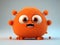 Cute and funny orange furry monster 3D cartoon character