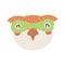 Cute funny owl superhero face in mask cartoon character illustration.