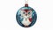 Cute funny owl on vintage style Christmas bauble. Christmas bird figurine, holiday tree ornament. New Year decoration