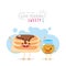 Cute and funny pancakes and honey smiling