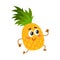 Cute and funny pineapple character running with thumbs up